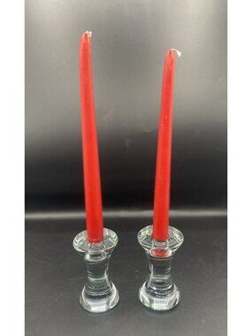 Set of 2 Danish Holmegaard Per Lutken Signed Taper Candle Holders 4.25”